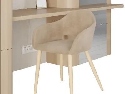 Japandi Minimalistic Home Office with Chair Oscar 3D model