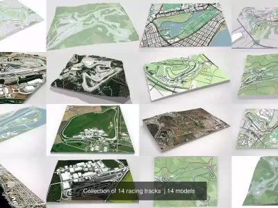 Collection of 14 racing tracks  3D Model Pack