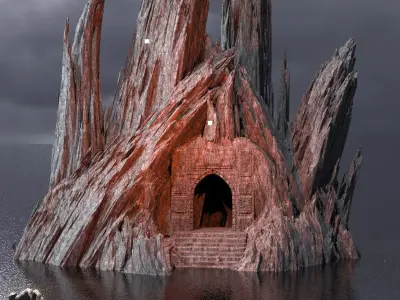 Dantes Underworld Gateway Rocks 3D model