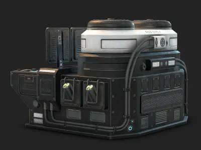 Sci Fi Lab Computer Low Poly Low-poly 3D model