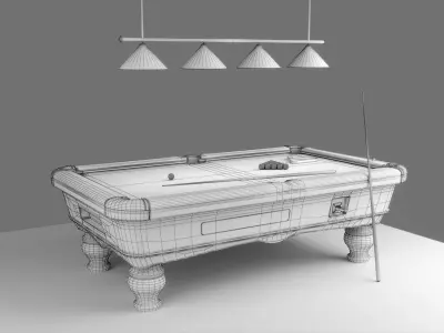 wood pool table lowpoly Low-poly 3D model