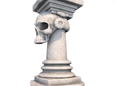 Temple Stone Skull Pillar 6 3D print model