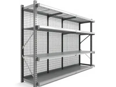 Industrial Supermarket Shelf System model pack Low-poly 3D model