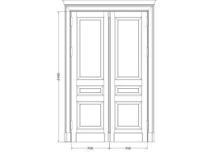 Classic double door with patina 3D model