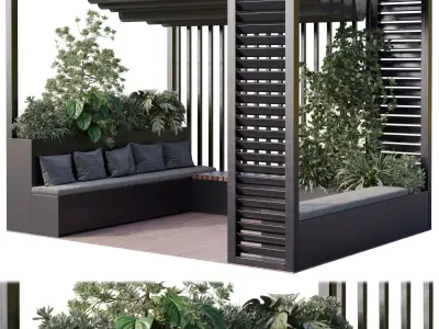Landscape Furniture with Pergola and Roof garden 15 Low-poly 3D model