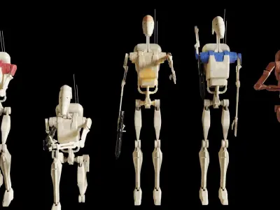 Rigged Battle B1 Droids Star Wars 3D model
