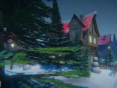 Winter House Low-poly 3D model