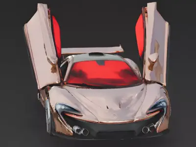 Valentine Rose Gold Hypercar 3D Model Low-poly 3D model