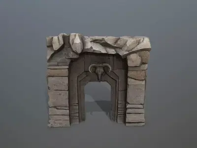 old gate Low-poly 3D model 3