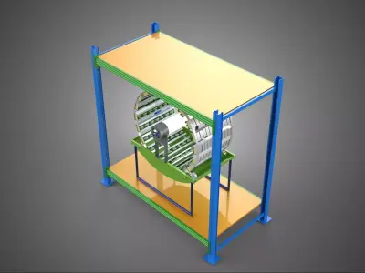 ROTARY HYDROPONIC PLANT FARM CAGE MODULAR FRAME SHELF RACK TRAY 3D model