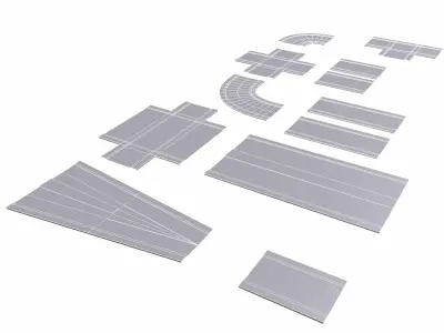 Road Pack Low-poly 3D model