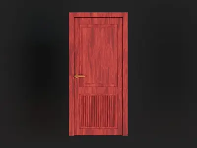 Mahogany wood door Low-poly 3D model