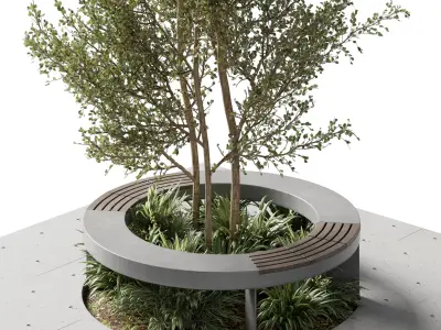  - Urban Furniture - Green Benches With plants 54 3D model