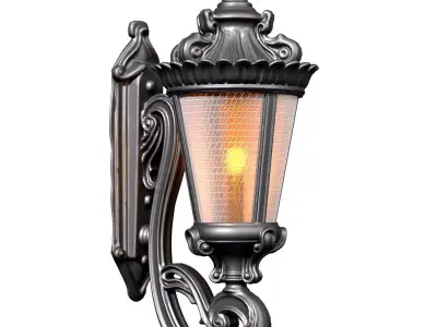 Outdoor forged classic wall lamp lantern sconce streetlight 3D model