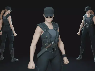 Sarah Connor Rigged Low-poly 3D model