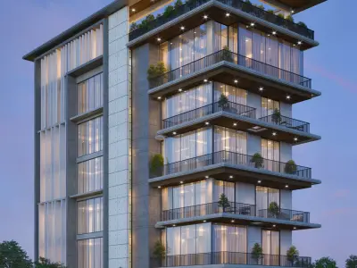 Modern residential building Design Exterior rendering 3D model purchase