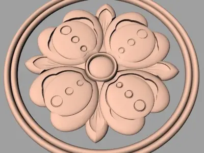 Furniture decoration round flower 3D STL model for CNC E936 3D model