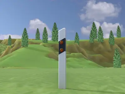 Delineator posts with yellow-orange reflectors R Low-poly 3D model