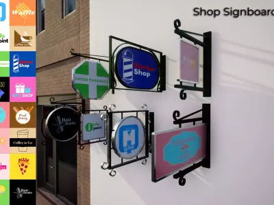 Shop Signboards Unity Low-poly 3D model