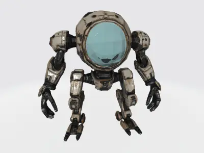 QuadraBot Pack - 4 Low Poly Sphere-Head Robots - Game-Ready Low-poly 3D model