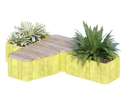 Uniun wooden planter boxes 3D model