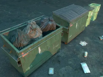 Trash collection - game ready Low-poly 3D model