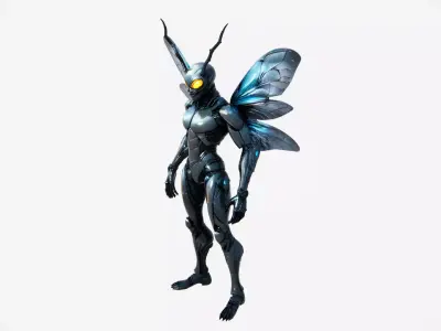 Biomech Insect Warrior Armor Low-poly 3D model