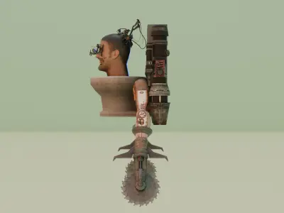 flying dual buzz saw skibidi toilet 3D model