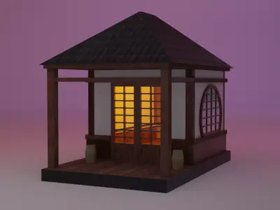Japanese TeaHouse Clipart Build Free low-poly 3D model