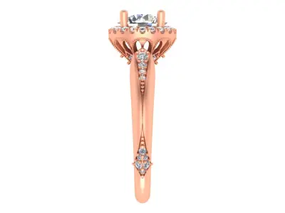 Round Halo Diamond Engagement Ring  3D print model