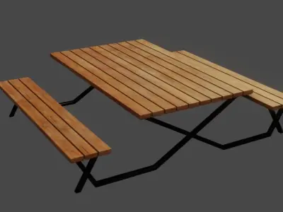 Picnic Table Low-poly 3D model