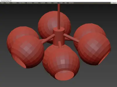 Staggered Glass 9-Light Chandelier - Milk Low-poly 3D model