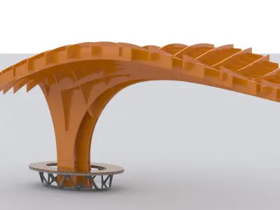 Cantilever Pergola Waffle Structure 3D model