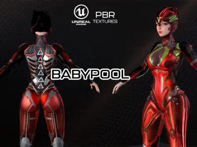 Low-Poly Game Ready PBR 3D Character is BABYPOOL Helmet Low-poly 3D model