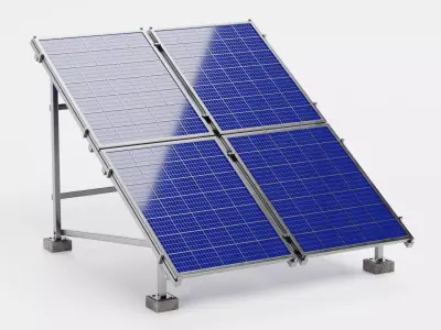 Solar Panel Set V2 - Polycrystalline Photovoltaic Array 3D model