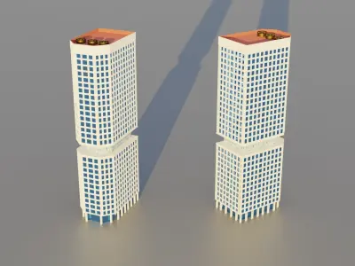 Low Poly Buildings Pack Vol-1 - Game Ready - PBR Low-poly 3D model