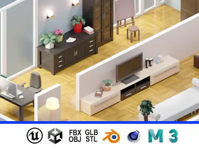 Room 43 Low-poly 3D model