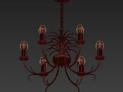 Mid Century Belgian Brass Chandelier By Boulanger 3D model