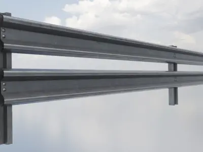 Modular Armco Barrier Low-poly 3D model