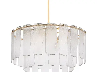 Mugler chandelier with clear glass shades and gold finish 3D model