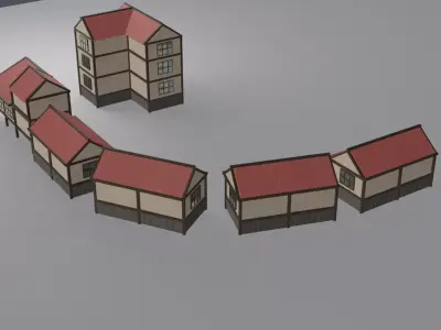medieval village 3D model