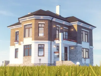 Cottage house for sims Low-poly 3D model