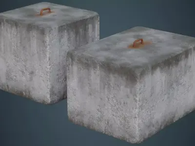 Concrete Barrier 4B Low-poly 3D model