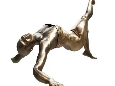 the girl lay down gold sculpture 3D model