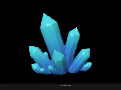 Low Poly Stylized Turquoise Magic Crystal Low-poly 3D model