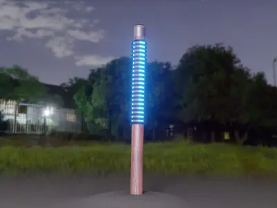 Wooden Lamp-Column 24 - Low-Poly Street-Light Set-9 Low-poly 3D model