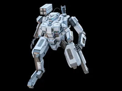  Rigged Sci-Fi Combat Mech Exoskeleton With 4 Skins PBR Package 