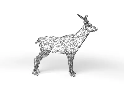 Deer Wireframe Low-poly 3D model