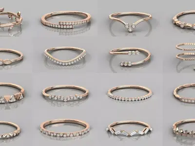 192 Women Wedding Engagement Band 3dm stl render detail 3D Model Pack