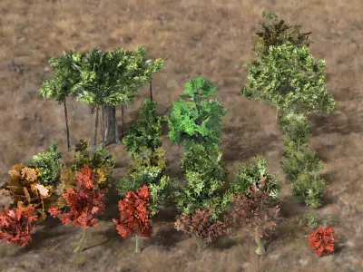 High Quality Trees for VR Low-poly 3D model